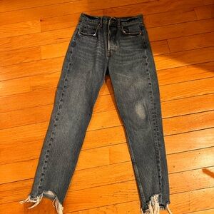 Anine Bing Distressed Blue Cropped Jeans